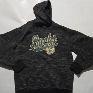 NBA Milwaukee Bucks Black Pullover Hoodie with Green & Cream Logo